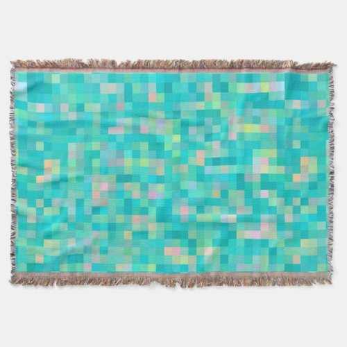 Pixel Art Multicolor Pattern Throw Blanket