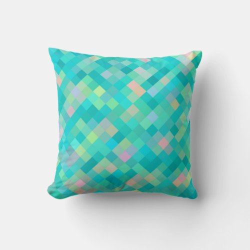 Pixel Art Multicolor Pattern Throw Pillow