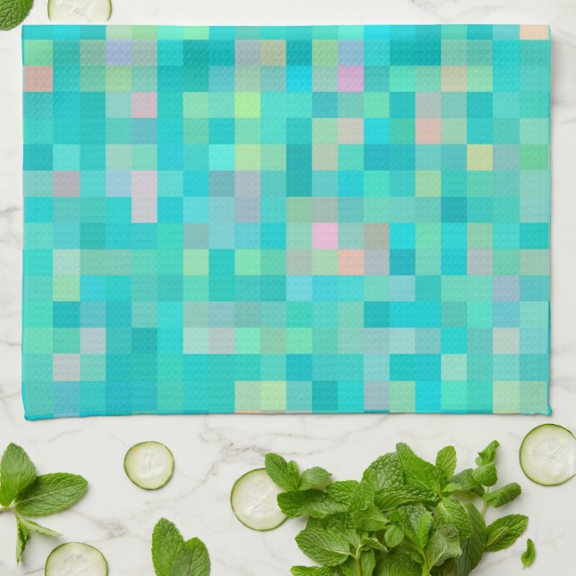 Pixel Art Multicolor Pattern Towel (Folded)