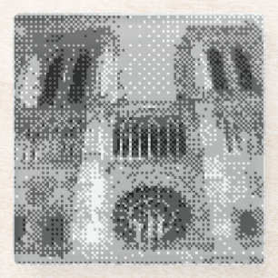 pixel art notre dome cathedral glass coaster