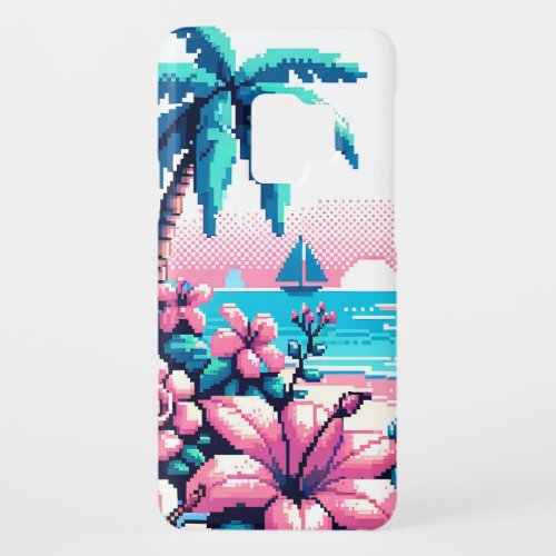 Pixel Art Ocean Pink and Blue Tropical Art Case_Mate Samsung Galaxy S9 Case