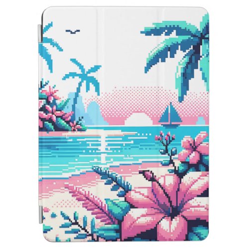 Pixel Art Ocean Pink and Blue Tropical Art iPad Air Cover