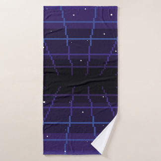 pixel art of 80s Retro sci-Fi background. Pixel ar Bath Towel