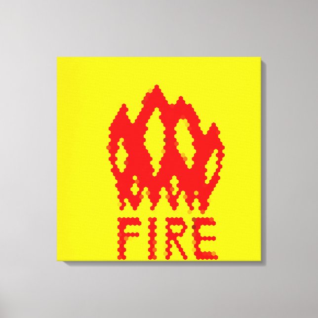 PIXEL ART  on flames on canvas print (Front)