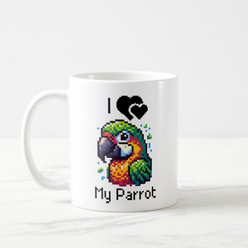Pixel Art Parrot Personalized Coffee Mug