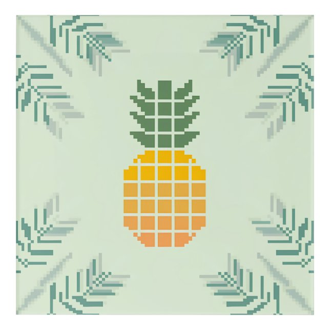 Pixel Art Pineapple with Tropical Leaf Pattern (Front)