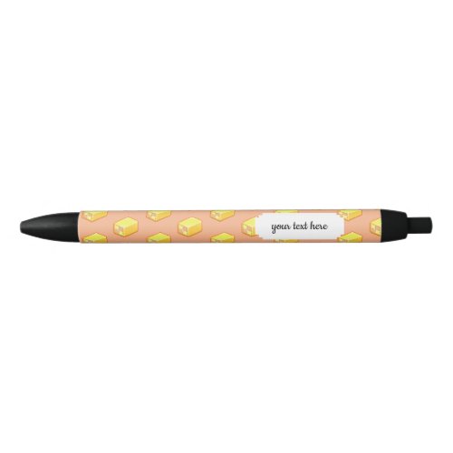 Pixel Art Pink  Yellow Battenberg Cake Pattern Black Ink Pen