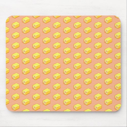 Pixel Art Pink  Yellow Battenberg Cake Pattern Mouse Pad