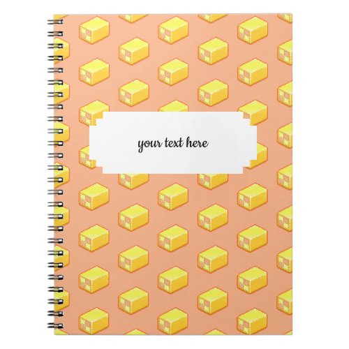 Pixel Art Pink  Yellow Battenberg Cake Pattern Notebook