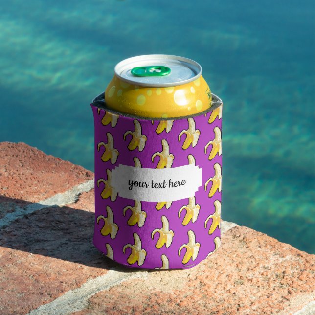 Pixel Art Ready To Eat Yellow Banana Pattern Can Cooler (In Situ Pool)