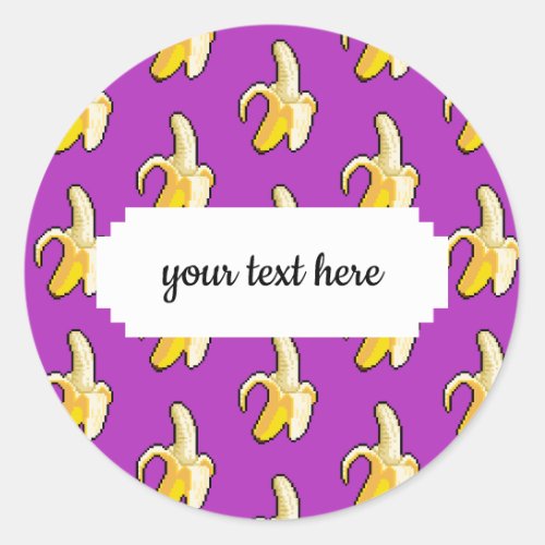 Pixel Art Ready To Eat Yellow Banana Pattern Classic Round Sticker