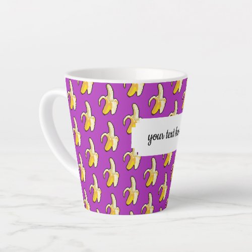 Pixel Art Ready To Eat Yellow Banana Pattern Latte Mug