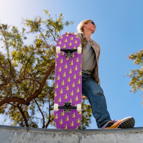 Pixel Art Ready To Eat Yellow Banana Pattern Skateboard