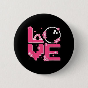 Pixel Art Retro 60s 70s Style Hippie Outfit Love B Button