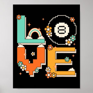 Pixel Art Retro 60s 70s Style Hippie Outfit Love B Poster