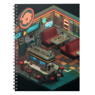 Pixel Art Retro Star Diner Notebook