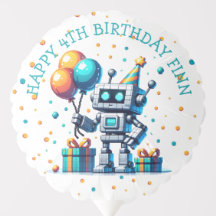 Pixel Art Robot in Orange and Teal Birthday 
