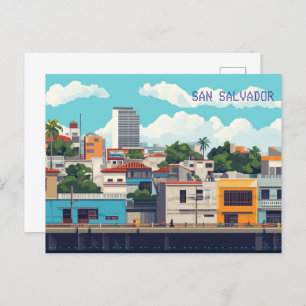 Pixel Art San Salvador El Salvador Postcard
