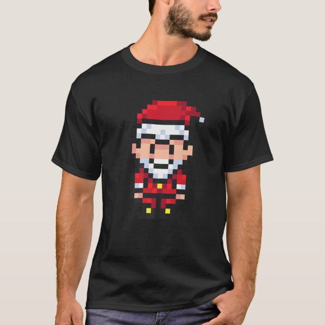 Pixel Art Santa Claus Merry Christmas Santa Claus T-Shirt (Front)