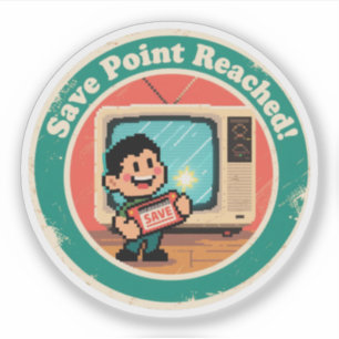 Pixel Art Save Cartridge Badge – Gaming Nostalgia Sticker
