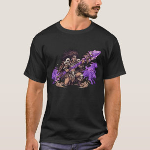 Pixel Art Shaman Warrior with Spirit Wolves Fantas T-Shirt