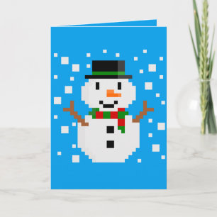 Pixel Art SNOWMAN Card