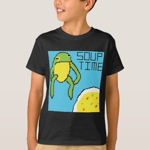 Pixel Art Soup Time Frog Meme T_Shirt