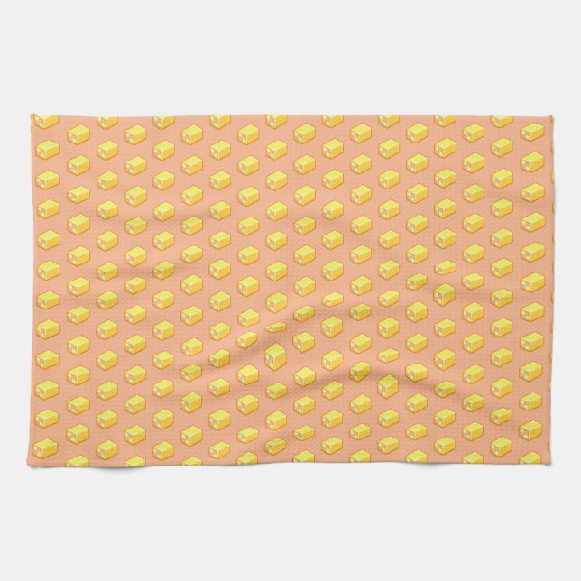 Pixel Art Sugary Battenberg Cake Pattern Towel (Horizontal)