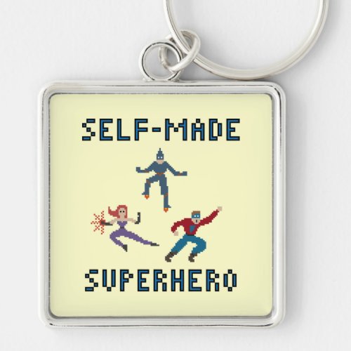 Pixel Art Superheroes Keychain