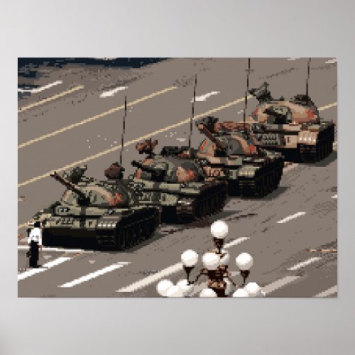 Pixel Art Tank Man History in Pixels Poster