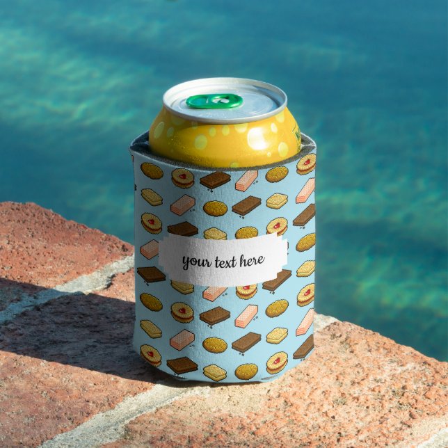 Pixel Art Tasty Cookie Biscuit Pattern Can Cooler (In Situ Pool)