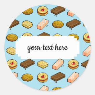 Pixel Art Tasty Cookie Biscuit Pattern Classic Round Sticker