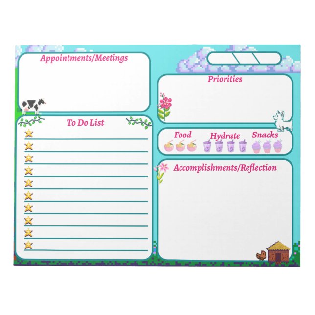 Pixel Art To Do List Notepad (Front)