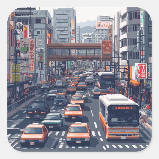 Pixel Art Tokyo Stuck Sticker (Front)
