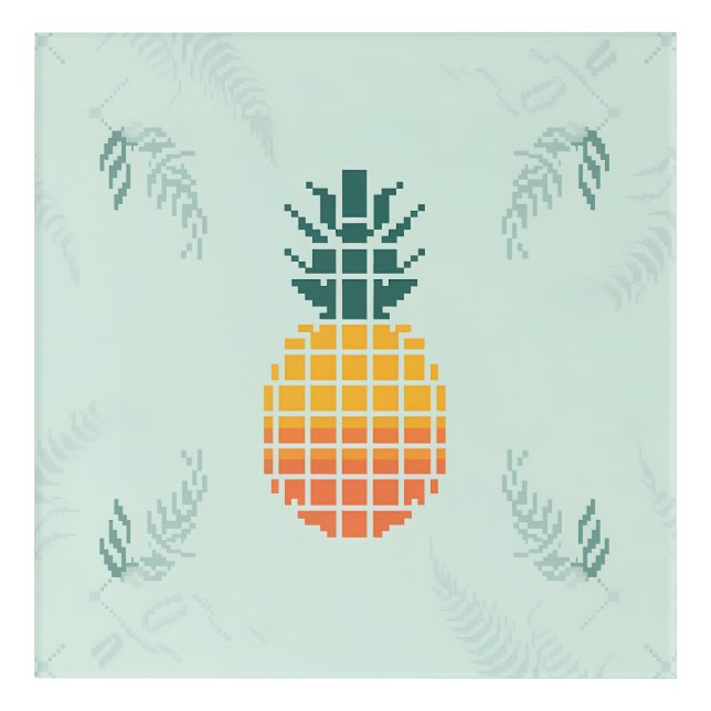 Pixel Art Tropical Pineapple with Leaf Pattern (Front)