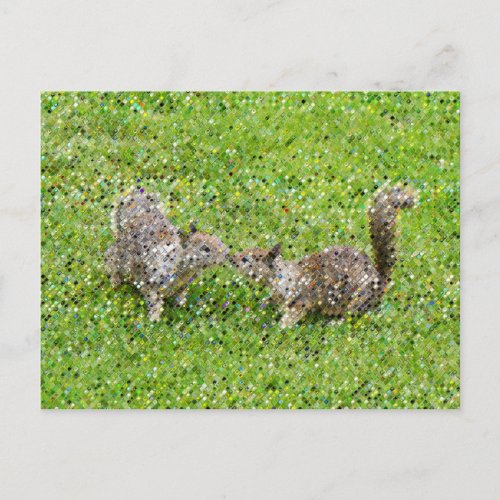 Pixel Art _ Two Squirrels Postcard