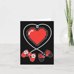 Pixel Art Video-game Controller Valentines Day Gam Card
