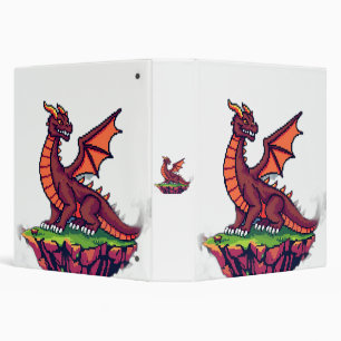 Pixel Art Vintage Dragon 3 Ring Binder