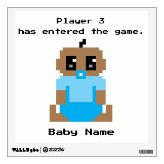 Pixel Baby Name Player 3 Video Game Wall Decal