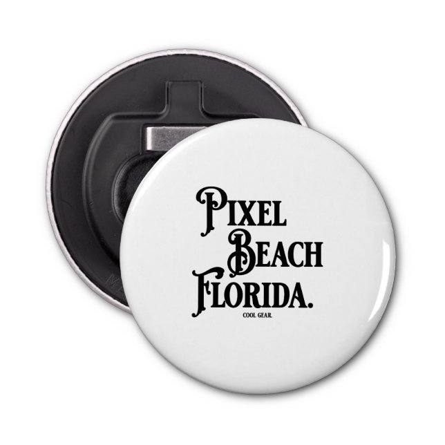 Pixel Beach Florida Button Bottle Opener (Front)