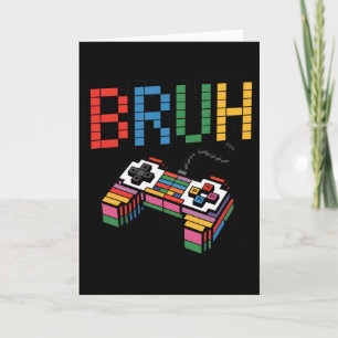 Pixel Block Gamer Controller Bruh Funny Retro Styl Card