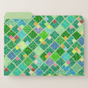 Pixel block green squares with pops of colour file folder