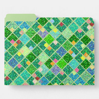 Pixel block green squares with pops of colour file folder