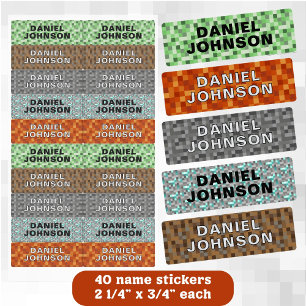 Pixel Block Video Game Back to School Name Tag  Kids' Labels