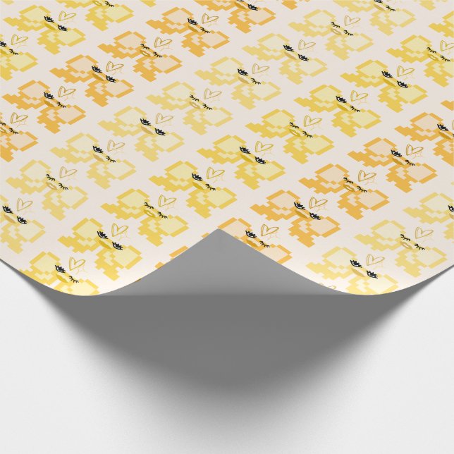 Pixel Bow In High Heels Pattern Wrapping Paper (Corner)