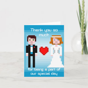 Pixel Bride and Groom - Thank You - Blue