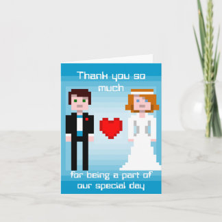 Pixel Bride and Groom - Thank You - Blue Card