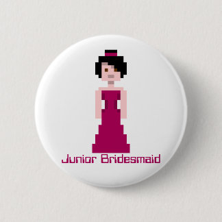 Pixel Bridesmaid - Maroon - black hair - Ivy Custo Pinback Button