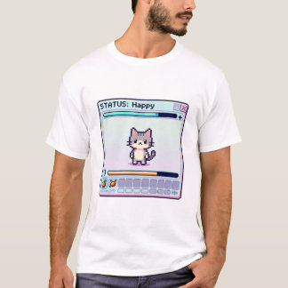 Pixel Cat Good Vibes Only – Cute Happy Gamer Cat T-Shirt