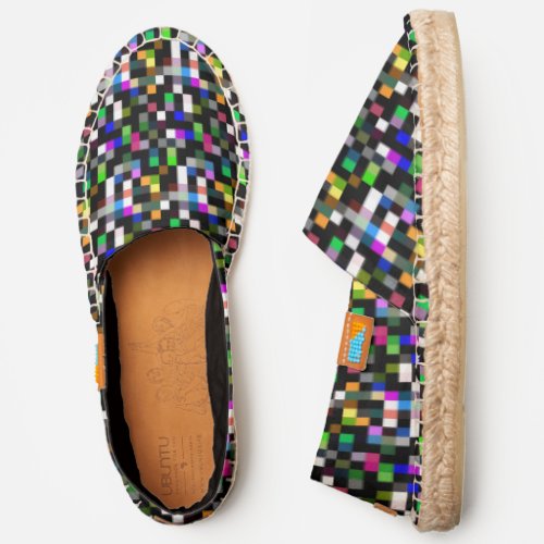    Pixel Checkered Pattern Abstract Geeky Colorful Espadrilles